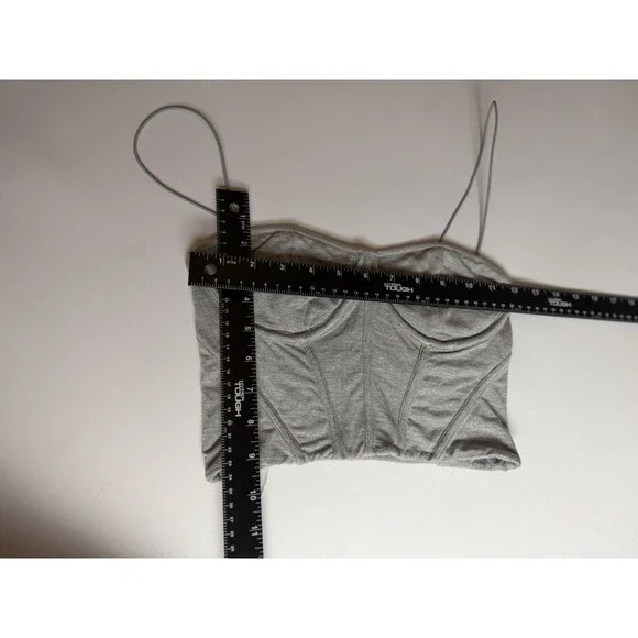 SER.O.YA Viv Gray Corset Bustier Crop Top Small Spaghetti Strap NWT - Picture 7 of 12
